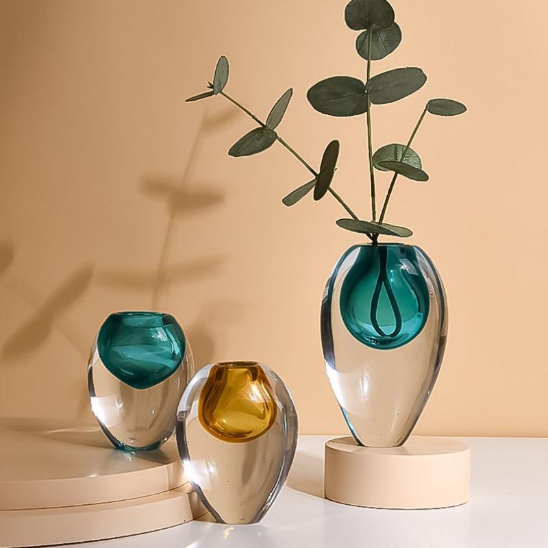 Glass Vase Colour Transparent Thick Bottom Hydroponic Flower Arrangement Accessories Flower Vase Terrarium Home Decoration