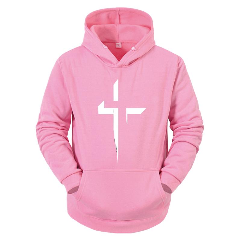 Faith Cross Print Men's Long Sleeved Fashionable Autumn/Winter Hoodie Pullover Design Casual Sportswear Street Outdoor Clothing