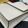[Pre-Owned] Sylvie Gold Buckle Striped Web Satin Bow Wide Shoulder Strap Leather Handbag - Very Good #TIWKE1