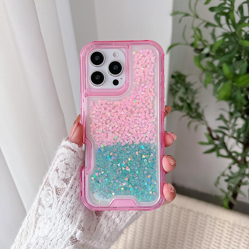 

Three-proof Mobile Phone Case for IPhone16promax Three-in-one Glitter Powder Drop Glue Anti-fall and Wear-resistant Mobile Phone Case For iPhone 16 Pro max