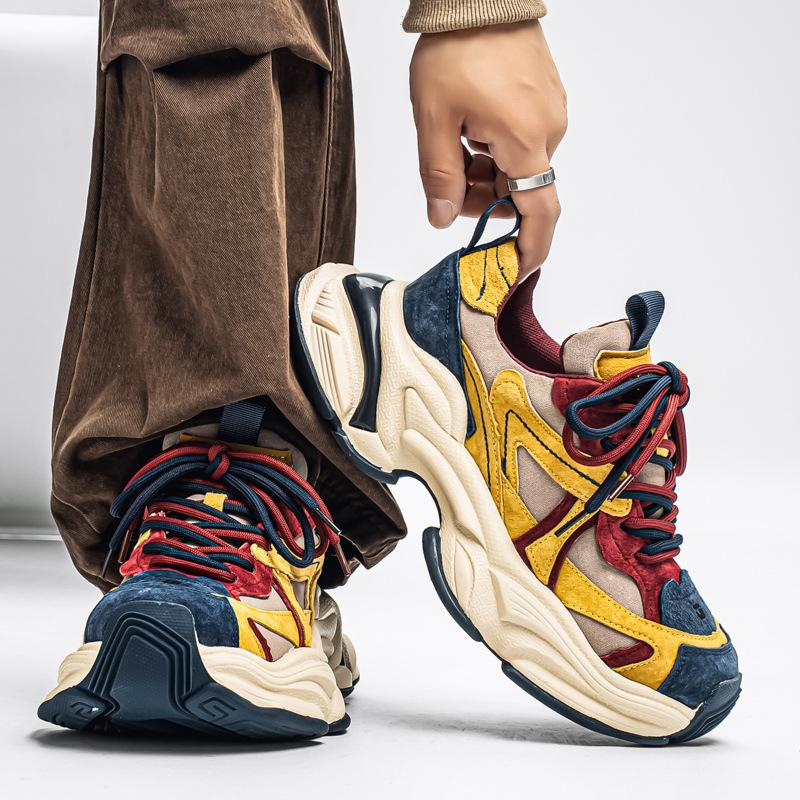 Men's shoes autumn and winter new fashion trend  high-end casual sports shoes tire sole made old dad's trendy shoes