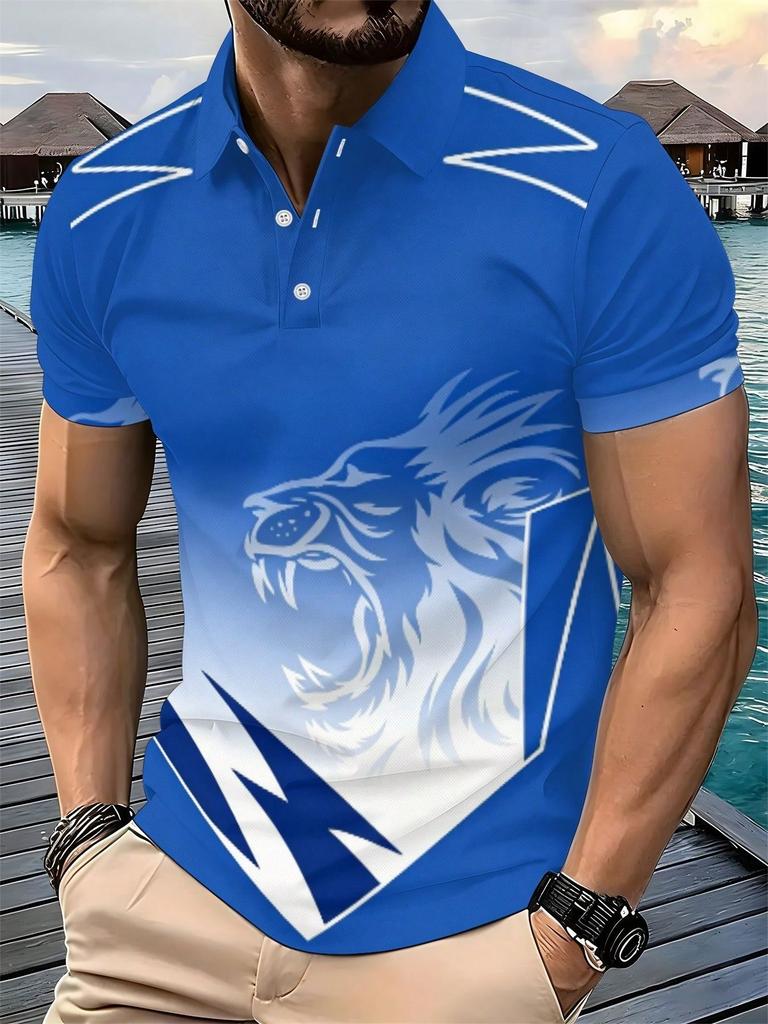 Everyday Essential! Short-sleeved Striped Polo Shirt, Comfortable and Versatile.
