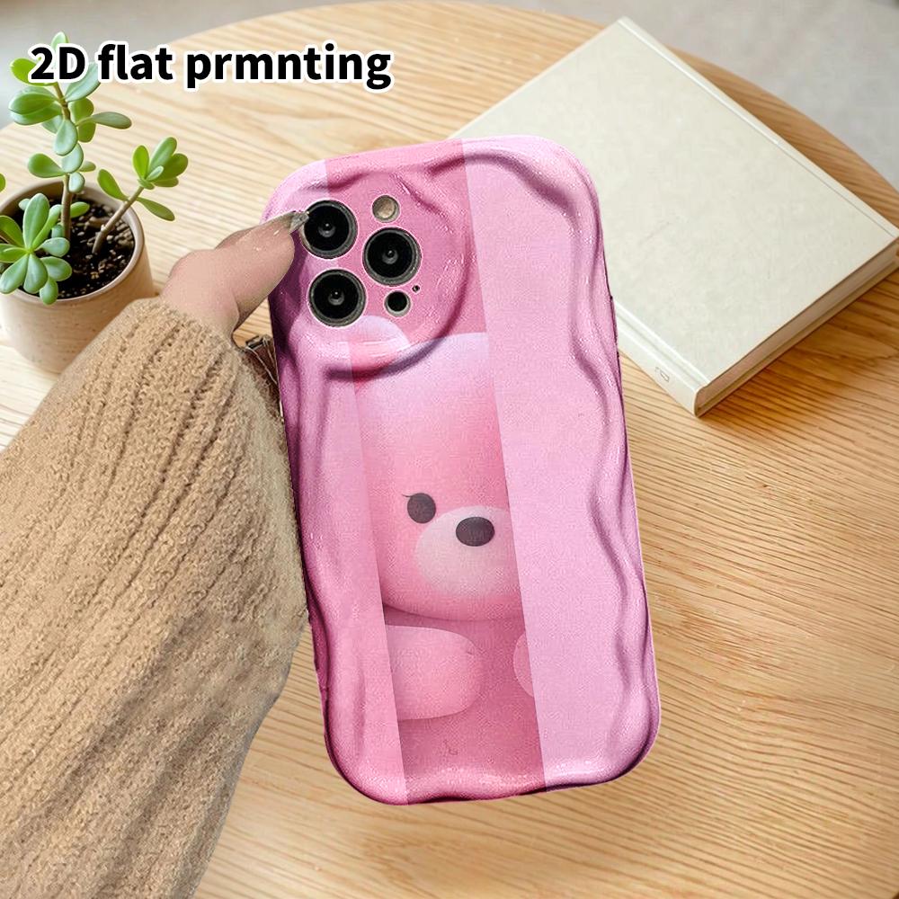 Phone Case: 2D Flat Design Suitable for iPhone 18 17 16 15 14 13 Pro, Couple Style, Pink Bear, Christmas and Halloween Gifts