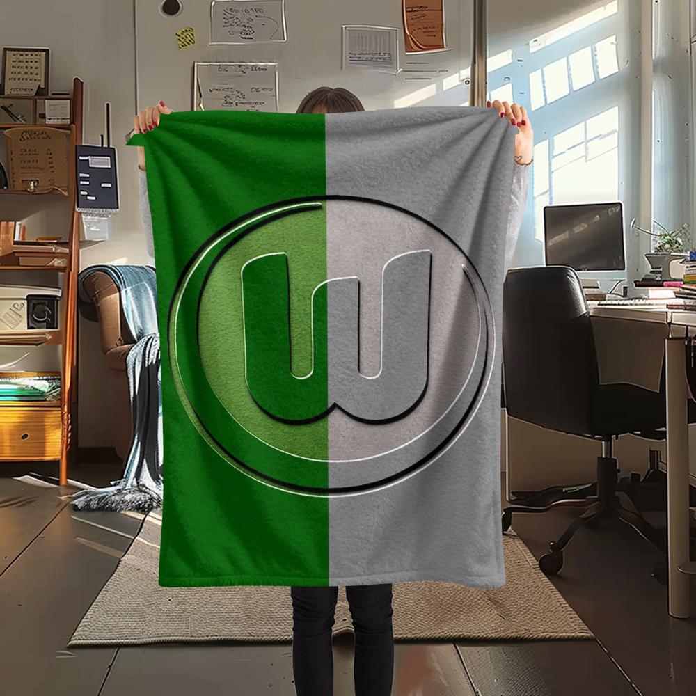 1 szt. Koc flanelowy z nadrukiem VfL Wolfsburg, Wysokiej jakości, Wygodny na wszystkie pory roku, Wystrój domu, Ciepło i komfort, Idealny na prezenty świąteczne101