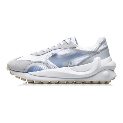 Li Ning Fang Yuan Shock Absorbing Non-Slip Durable Lightweight Low-Top Running Shoes Women Sneaker White Light-Blue AGCR034-2
