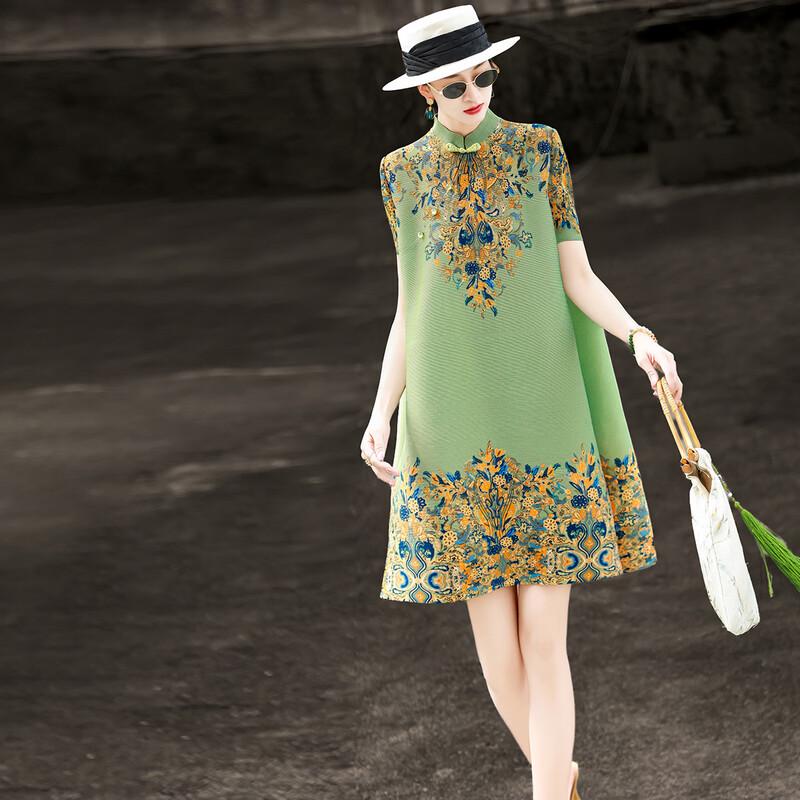 Lansere 2026 Sommer Neues Chinesisches Stil Gedrucktes Cheongsam Midi-Kleid