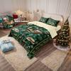 3 Pcs Green Christmas Print Coreless Set Soft and Comfortable Including 1 Duvet Cover and 2 Complete Sets for Gift