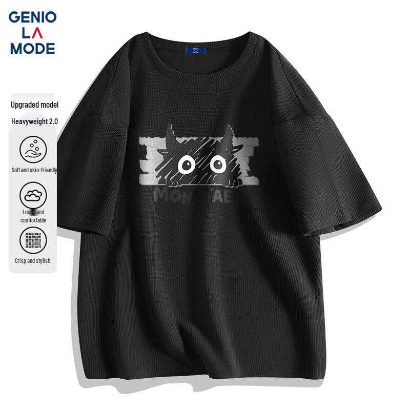 Мужская футболка GENIOLAMODE с вафельной текстурой, тяжелая, с принтом в виде граффити 3XL