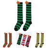 Cute Cartoon Pumpkin Doll Long Tube Socks For Kids Polyester Fabric Friction-resistant Striped/plaid Pattern Packaged In A Bag