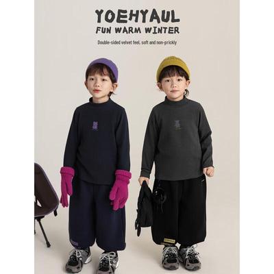 Youyou Boys' Cartoon Print Mock Neck Long Sleeve T-Shirt