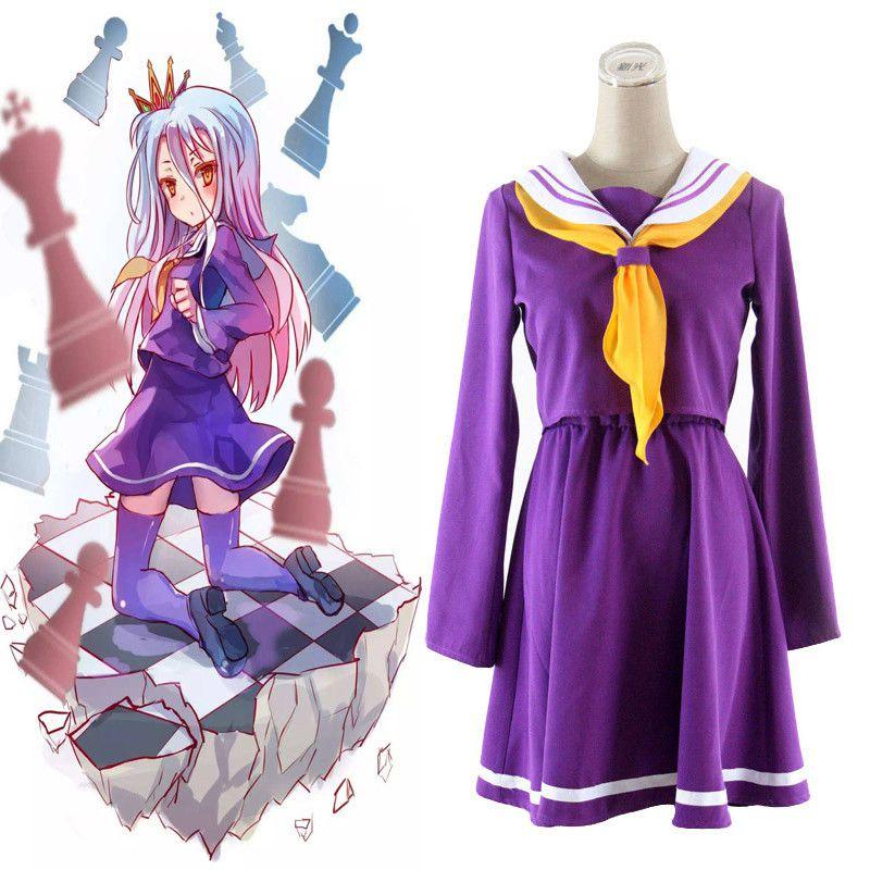Exquisite No Game No Life Shiro Student Uniform Cosplay Dress Shirt And Tie Set