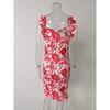 Summer Women Floral Print Butterfly Sleeve Bodycon Dress Ruffle V Neck Bandage Casual Short Sundress Female Beach Spaghetti Strap Mini Dress