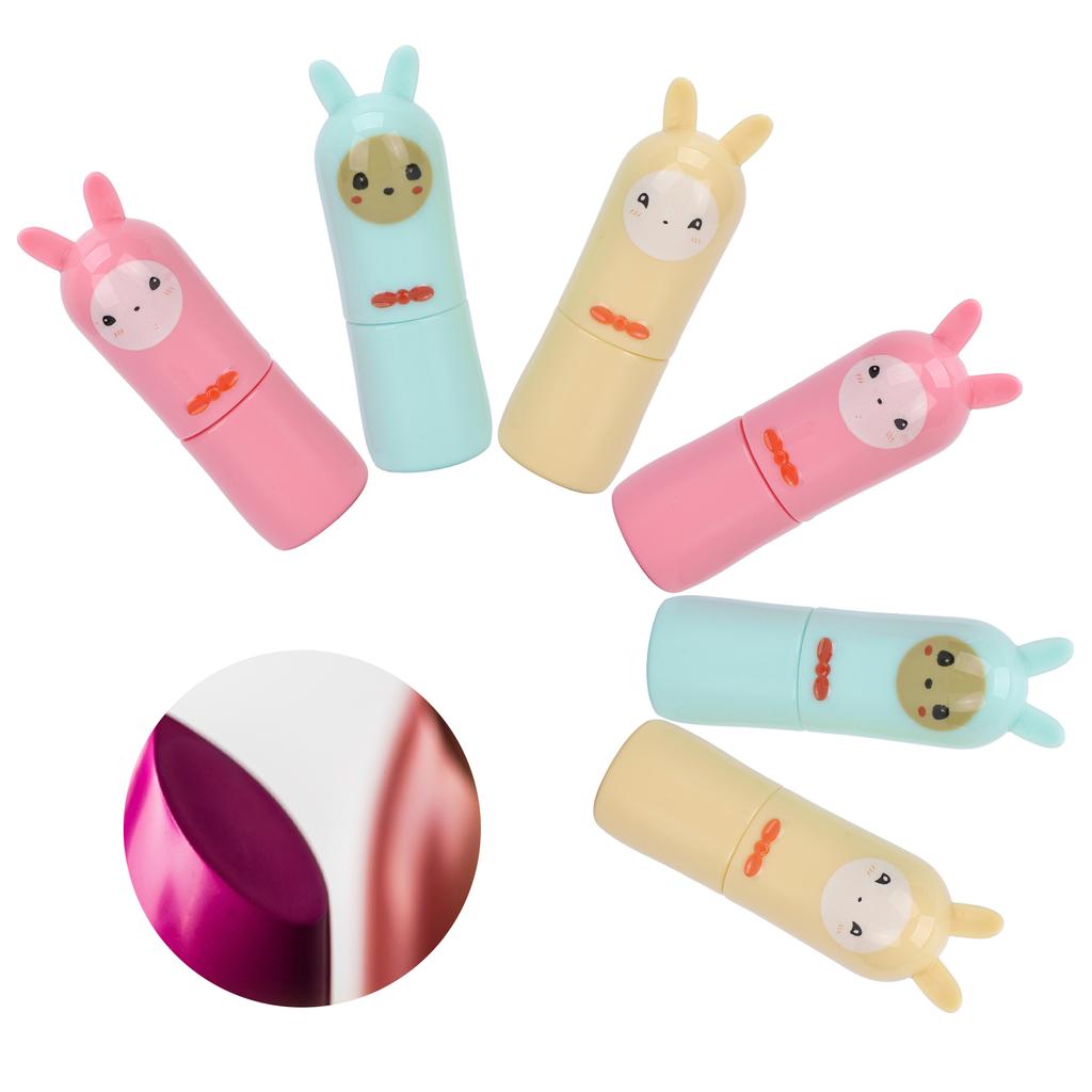 6 Pcs Lip Balm Tube Kit Empty Cartoon Animal Shape Makeup Tools for DIY Homemade Lipstick