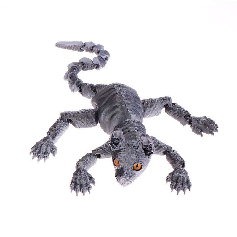 

3D друкований кіт-сфінкс 3D друковані іграшки для тварин Реалістичні фігурки безшерстих котів Шарнірні іграшки для котів Милі іграшки для кошенят для любові до котів срібний