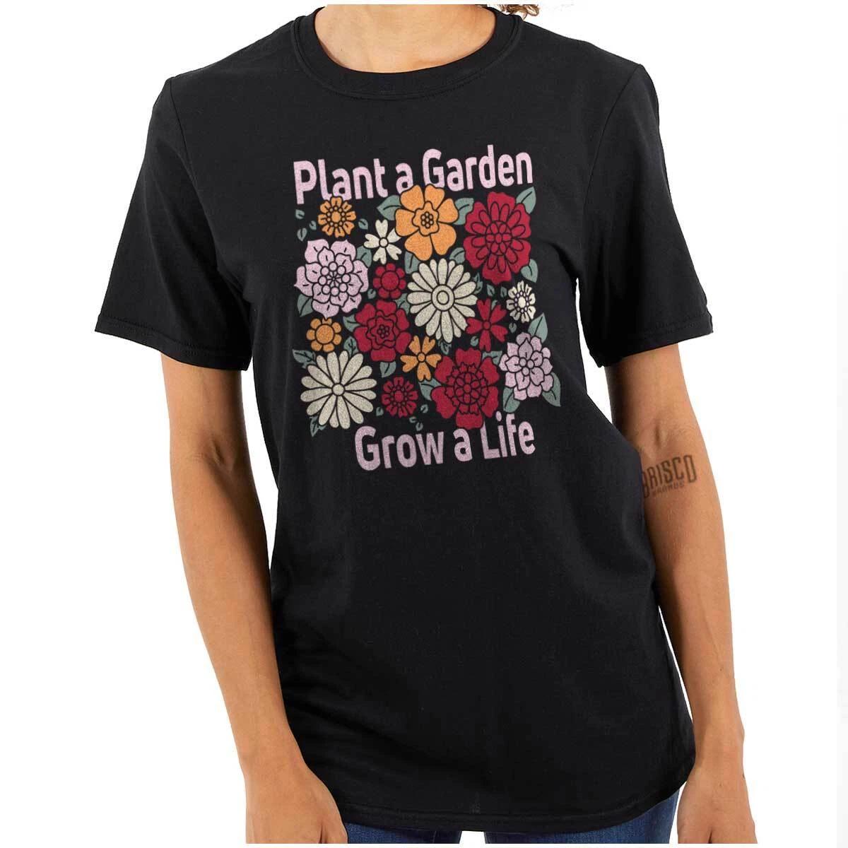 Inspirational Plant A Garden Grow A Life Womens Graphic Crewneck T Shirt Tee XXXL