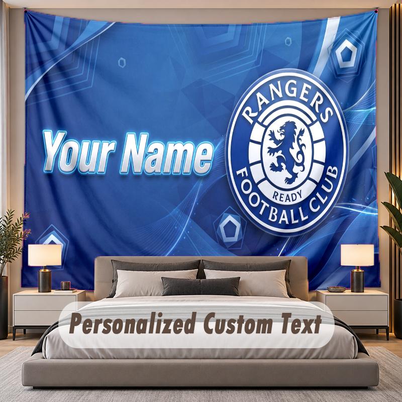 Custom Name Text Tapestry Rangers FC Personalized Polyester Wall Tapestry For Bedroom And Room