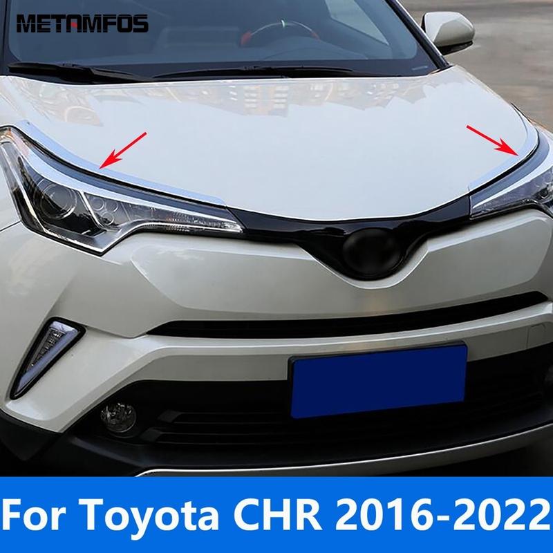 Car Accessories For Toyota CHR C-HR 2016-    Carbon Fiber Head Light Lamp Eyelid Eyebrow Headlight Molding Trim