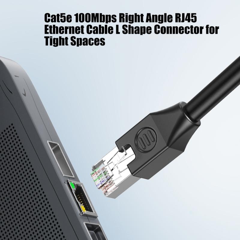Cat5e Networking Cord with Angled RJ45 Connectors Flexible Cat5e Ethernet Networking Cable for Tight Space Electronics