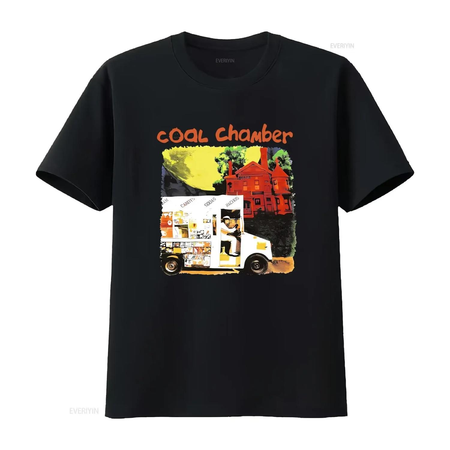 COAL CHAMBER  COAL CHAMBER  Черная футболка PHDCCTSBSELFL винтажная Стиранная Дышащая с принтом Топ для повседневной носки Универсальный S