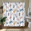 1pc Fun dragonfly patterned shower curtain, made of polyester, machine washable, suitable for bathroom decor.