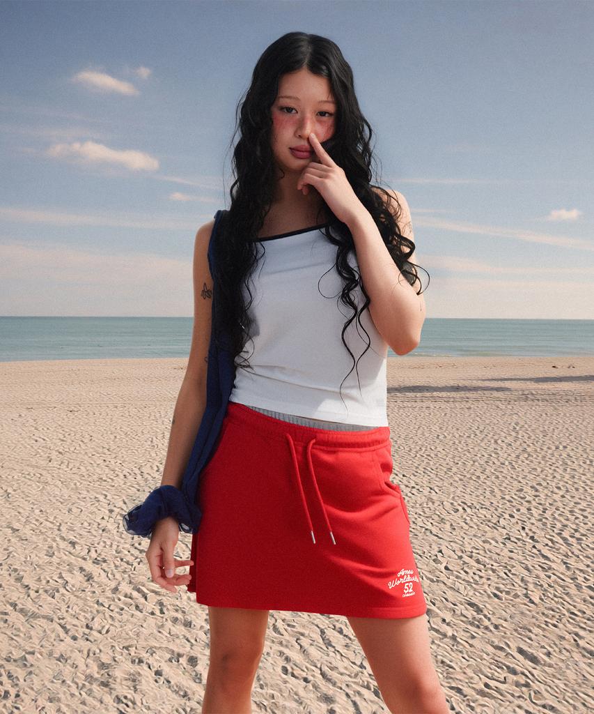 Ames Worldwide Classic Mini Sweat Skirt Red