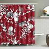 Red Floral Shower Curtain With Black White Flowers For Bathroom Decor Modern Home Textile Decoration Size Customizable 180Cm X 1