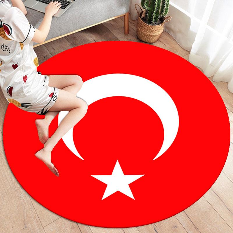 Flag Round Area Rug,Carpet Rug for Living Room Bedroom Sofa Playroom Decor,Non-slip Floor Mat