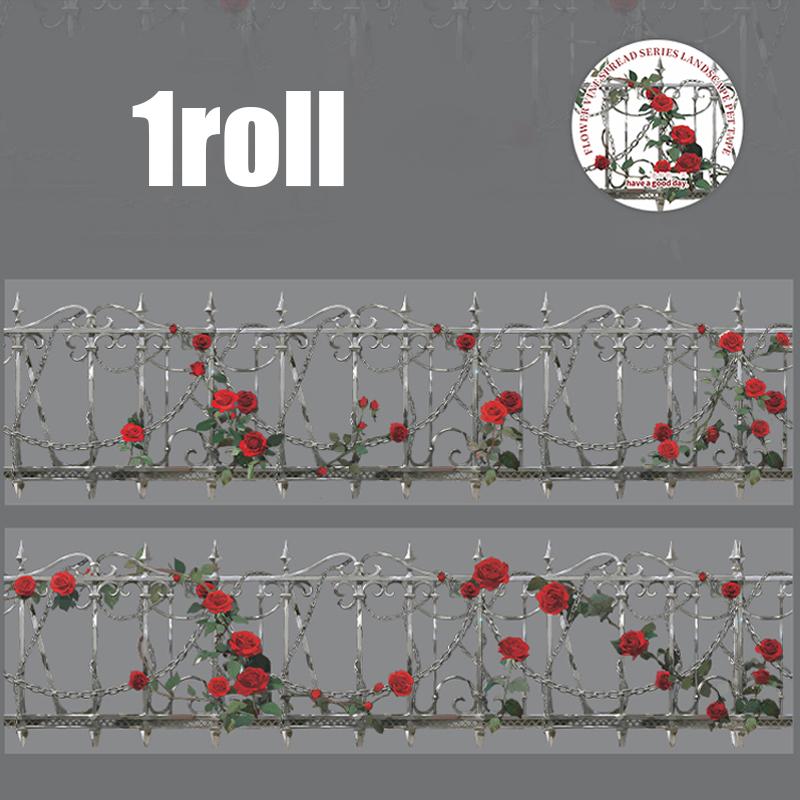 1 Roll Fence Vine Scene PET Tape For Scrapbooking DIY Notebook Supplies For Stationery Box Stickers Desktop Diary Decoration