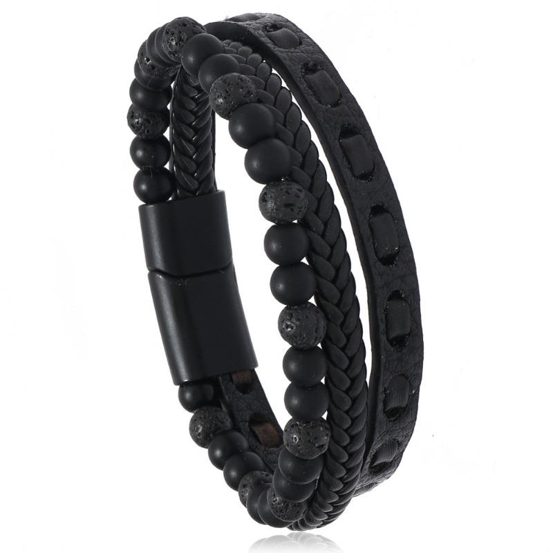 Fashion Personality Trend, Leather Natural Stone Hand-woven Jewelry, Men's Jewelry Bracelet