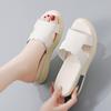 Women Black Slide Slippers Summer Wedge Sandals Open Toe Casual Thick Sole Platform Slippers Plus Size