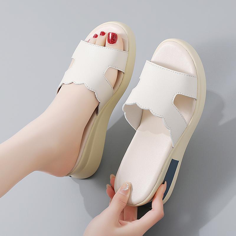 Women Black Slide Slippers Summer Wedge Sandals Open Toe Casual Thick Sole Platform Slippers Plus Size