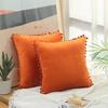 Velvet Pillow Cover with Ball Lace, Soft Cushion Cover, Monochrome, Modern and Simple, Fur Ball, 30x50, 40x40, 50x50, 65x65cm