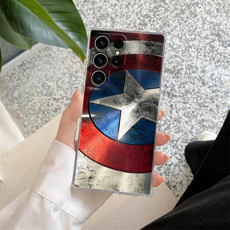 

Marvel Captain America Shield Transparent Case For Samsung Galaxy S26 S25 Ultra S24 S22 S26 Plus S20 S23 S21 S25 FE Clear Cover Galaxy S22 5G