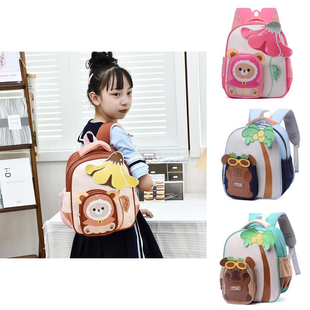 Capybara Preschool Backpack With Padded Shoulder Straps And Animal Print For Kindergarten Age