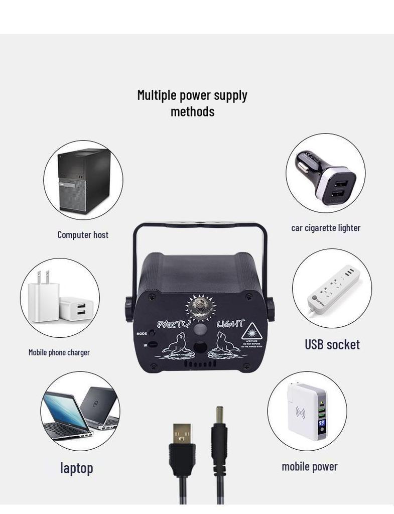 Mini Laser Stage Light Projector: 60 Patterns, Sound & Remote Control for KTV, Bar, Disco