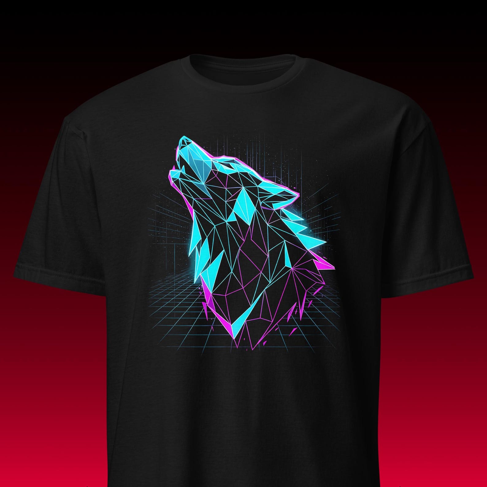 Retrowave Wolf Tee | Cyberpunk Aesthetic | Neon 80s Outrun Shirt 2XL