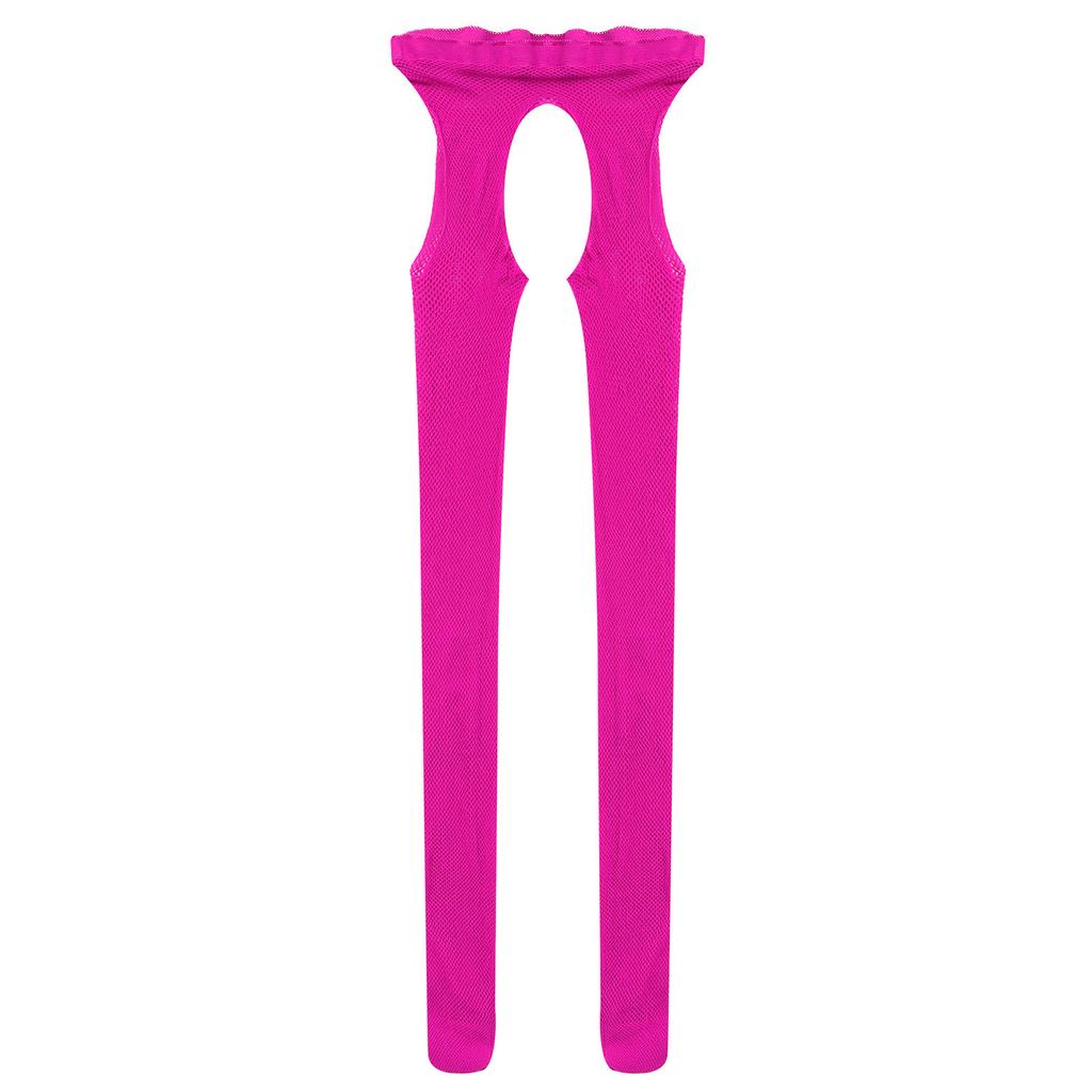 Womens Hollow Out Stockings Leggings Mid Waist Elastic Waistband Cutout Crotchless Pantyhose