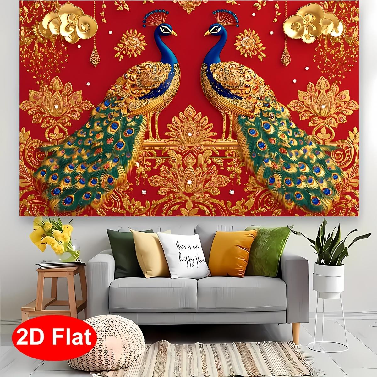 1pc 2D Flat Happy Diwali Peacock Photo Backdrop - Indian Festival Lighting, No Power Required——sym 150x100CM