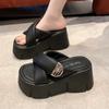 Foreign Trade Sandals Women's Summer Fashion 2025 New Beach Shoes High-heeled Platform Muffin Sandals Women