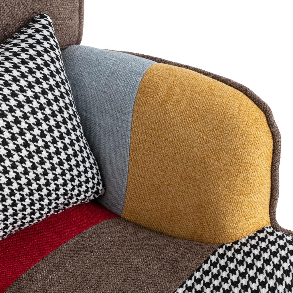 Color-matching Leisure Chair with Footstool, Backrest and Cushion, Living Room Leisure Chair Combination