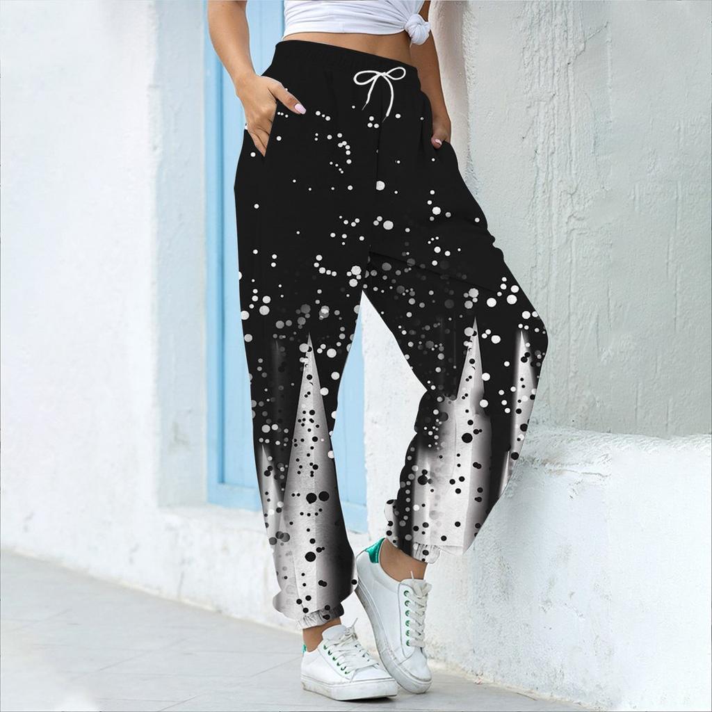 Women's Casual Fashion Halloween Print Casual Drawstring Elasticated Waist Drawstring Pants