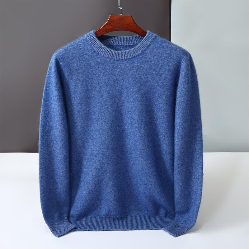 New round neck 100 pure cashmere sweater solid color loose thickened pullover knitted primed warm sweater