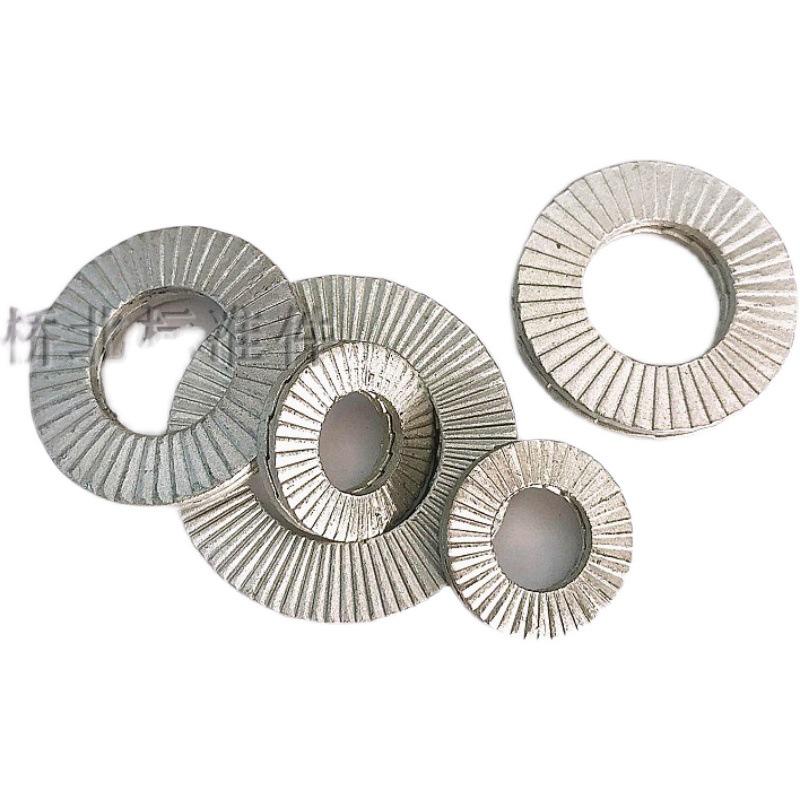 65 Starke beidseitig verzahnte selbstsichernde rutschfeste Unterlegscheibe, Dacromet-beschichtet, Doppelpaket verklebt, DIN25201 Standard.