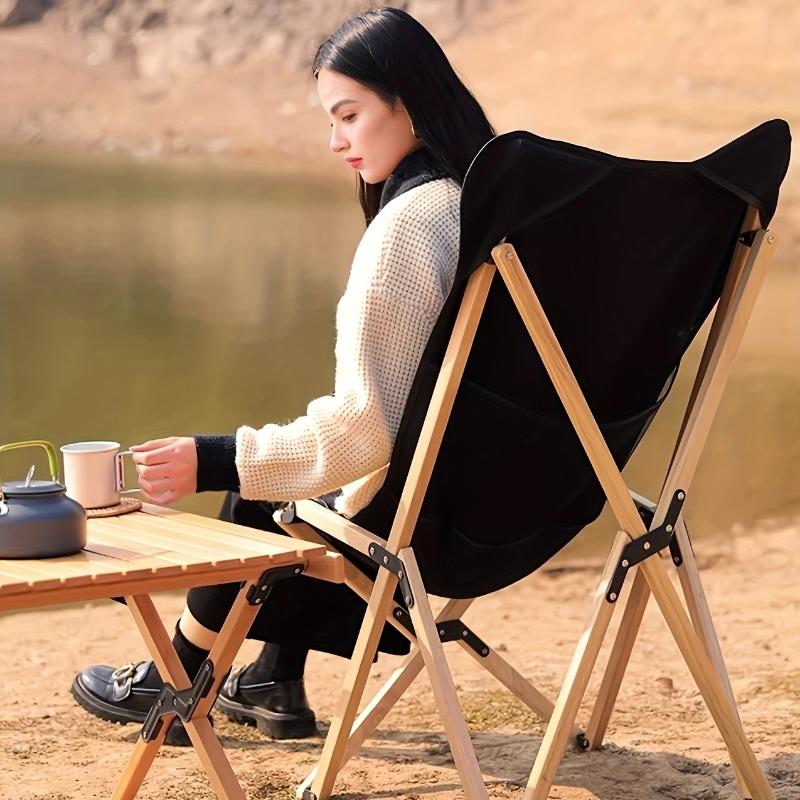 1pc Folding Camping Chair, Lightweight Backpacking Chair With Carry Bag And Side Pocket For Hiking Gardening Beach Fishing