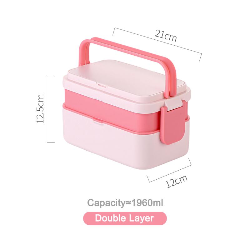

Magic Bento Box Double Layer Lunch Box Meal Prep Containers Camping Hiking Outdoor Portable Tiffin Box Handle Travel School Kid