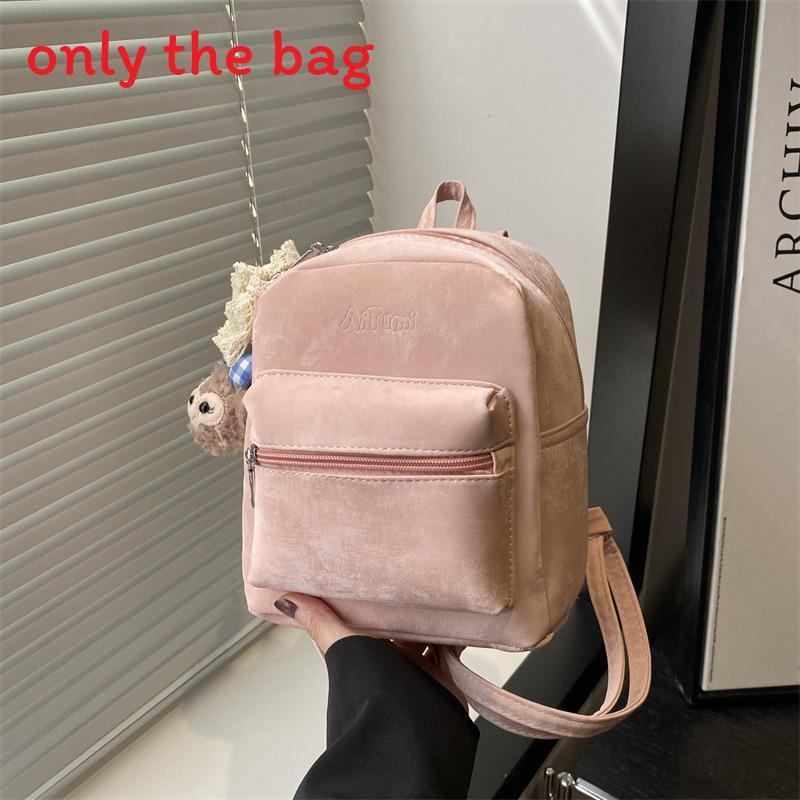 

Pu Mini Backpack For College Students With Solid Color Design And Shelliemay Pendant For Daily Use розовый