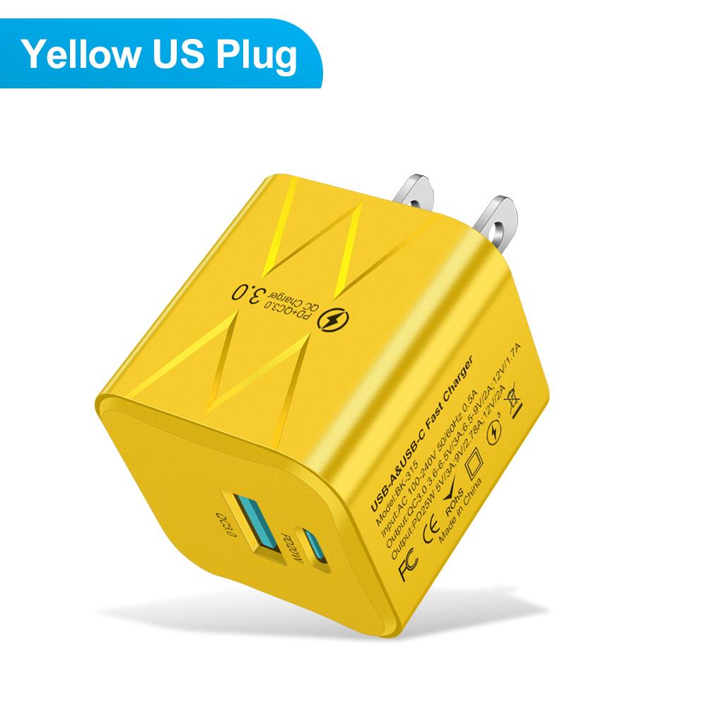 25W Super Fast Charging Macaron USB+PD Charger for EU, US, Korea
