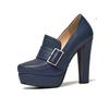 Fashion Round Toe High Heel Belt Buckle Women Single Shoes 2024 New Black Brown Spring  Autumn Waterproof Platform High Heels Size 34-43