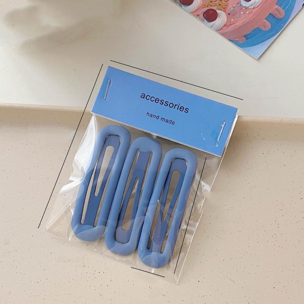 Épingles à cheveux simples givrées pour filles, 3 pièces, pinces à cheveux carrées, ovales, Triangle, pour enfants, épingles à cheveux, cliquez sur clac