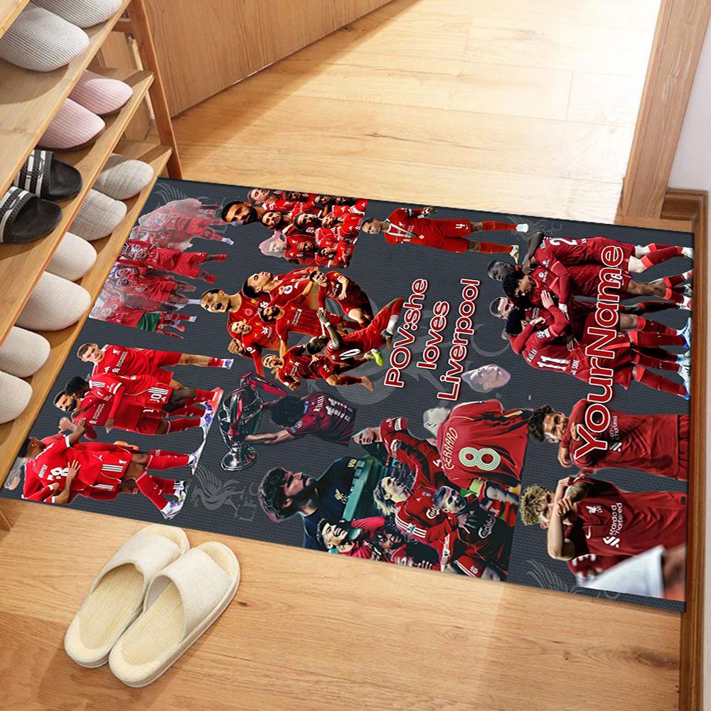 Liverpool Anpassbarer Name Bodenmatte Büro Teppich Design zum Dekorieren Zimmer Foyer Flur Spielzimmer Rutschfester Teppich Büro Heimdekor